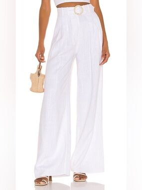 song of style lotte linen blend pant in white